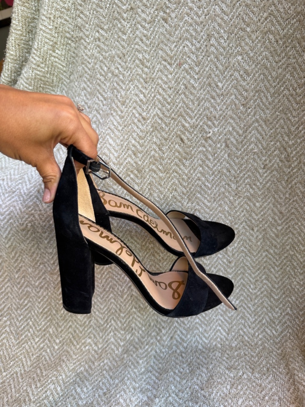 Sam Edelman Black Suede Block Heel Sandals